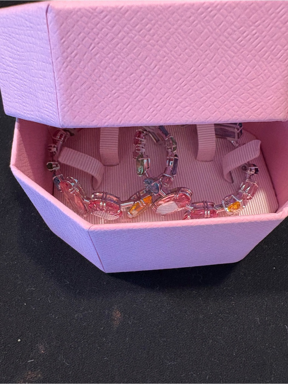 Swarovski Multicolor Crystal Hoop Earrings in Pink, Blue, Green & Yellow - Picture 9 of 10